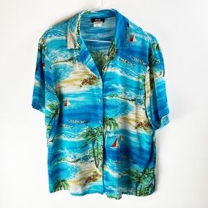 Vtg Tapestry Hawaiian Tropical Short Sleeve Button Down Womens size L